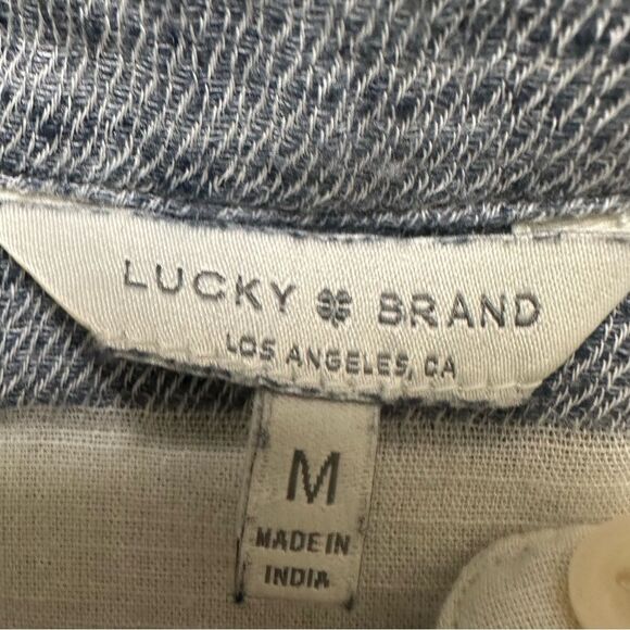 Lucky Brand 1/2 button long sleeve ruffle hem top - Picture 3 of 5